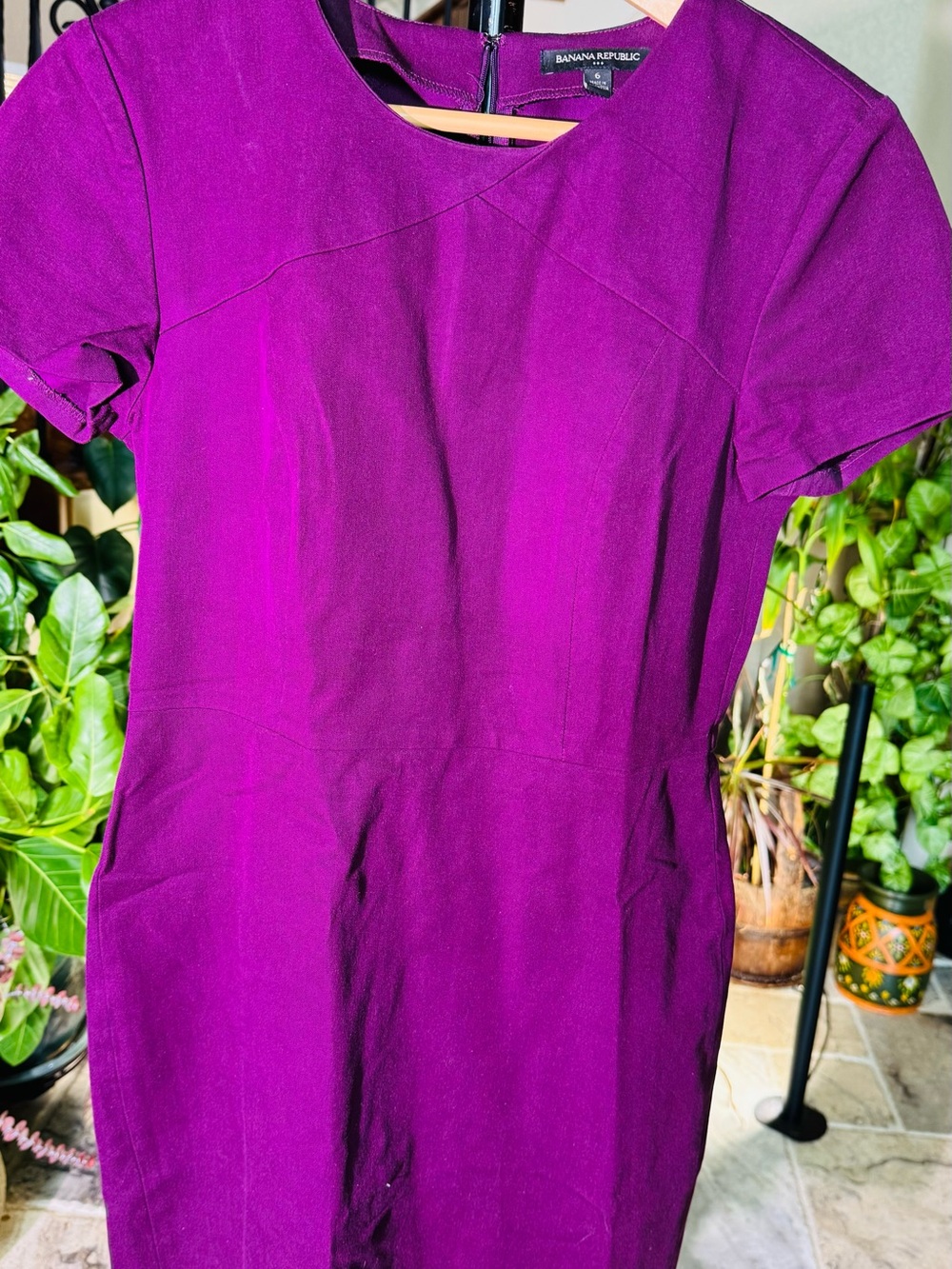 Banana Republic Women's Short-Sleeve Midi Dress in Vibrant Purple